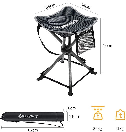 KingCamp KC2024 Lotus Camping folding stool BlackStrips