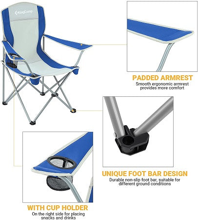 KingCamp KC3818 Classic Arms Folding Camping Chair With Mesh Cup Holder