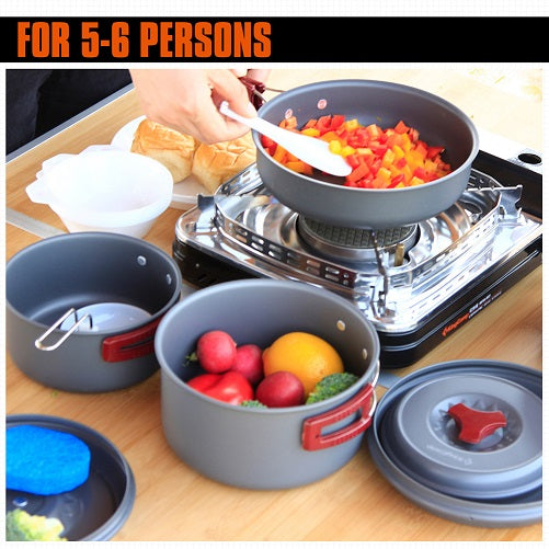 KingCamp KP3912 Hard-Anodized Aluminum Foldable Camping Cookware Set 17PCS