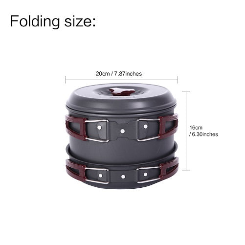 KingCamp KP3912 Hard-Anodized Aluminum Foldable Camping Cookware Set 17PCS