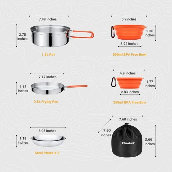 KingCamp KA2008 Adventurer II Cooking Set Silver