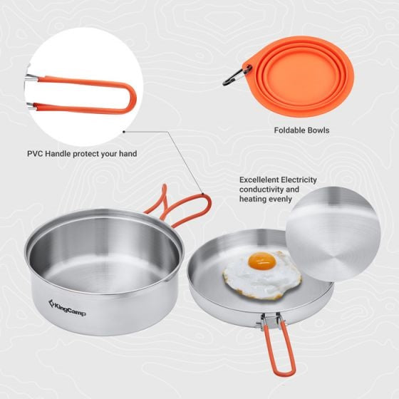 KingCamp KA2008 Adventurer II Cooking Set Silver