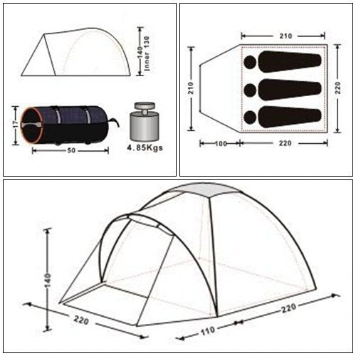 Kingcamp KT3018 Holiday 3 Person Tent Blue