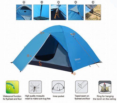 Kingcamp KT3021 Hiker III Waterproof 3person Tent Blue