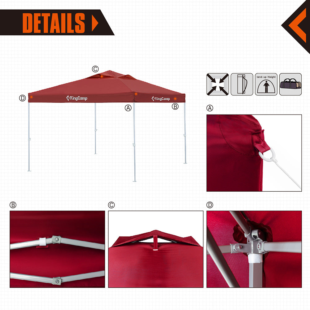 KingCamp Instant Durable Multipurpose Outdoor Canopy Tent KT3060 Red