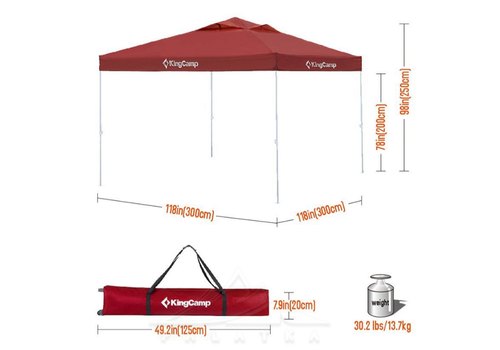 KingCamp Instant Durable Multipurpose Outdoor Canopy Tent KT3060 Red