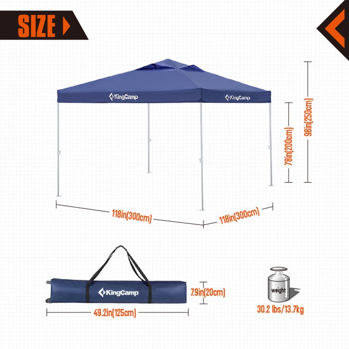 KingCamp Instant Durable Multipurpose Outdoor Canopy Tent KT3060 Blue