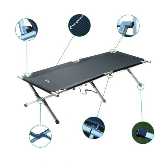 KingCamp KC3806 Aluminum Folding Camping Bed Black Grey