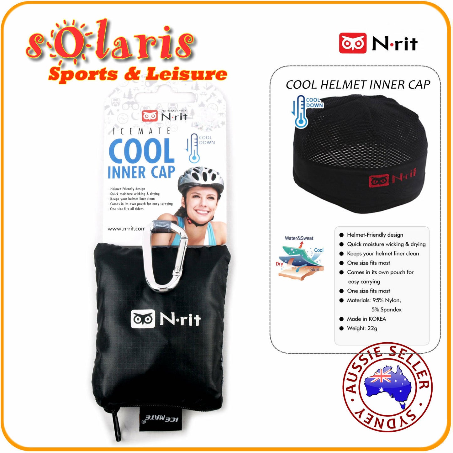 N RIT Cool Inner Cap Black NRC330BLK