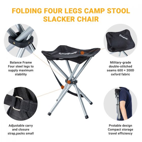 Kingcamp KC3868 Fourlegs Folding Stool Grey