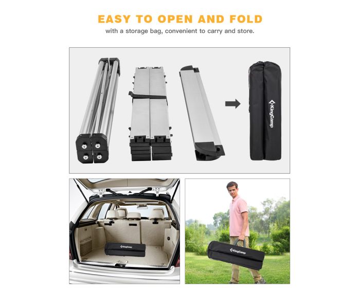 KINGCAMP KC3961 FOLDING TABLE ALUMINUM ROLL UP TOP COLLAPSIBLE