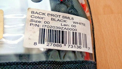 Carrera Back Protector SML5 Black White