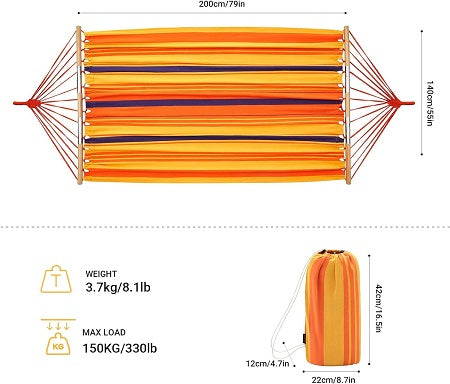 KingCamp KG3763 Canvas Hammock Orange Stripe
