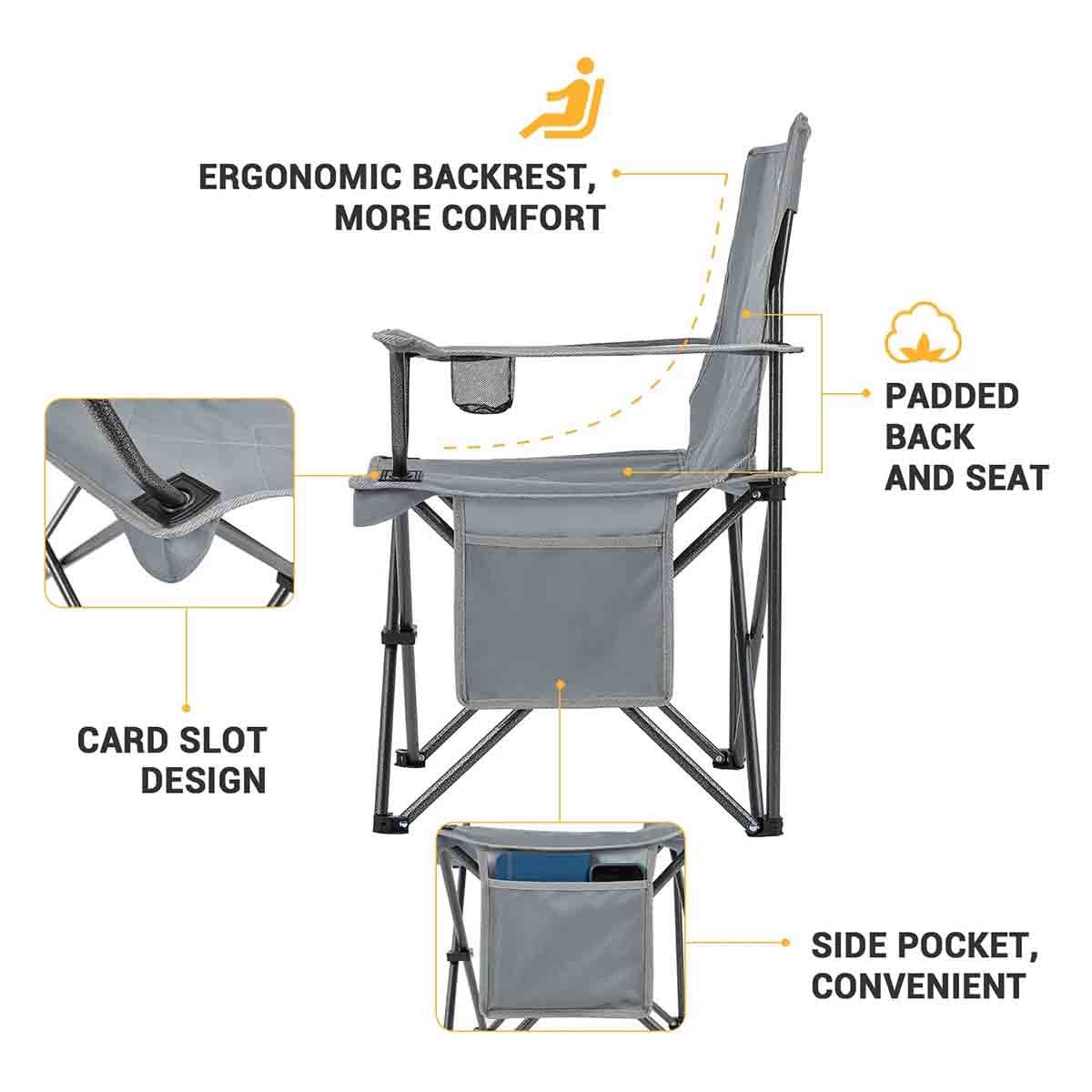 KingCamp KC2216 Lotus B10 Gray Chair