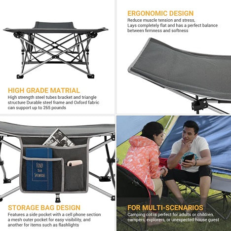 KINGCAMP KC2026 OAK C10 COT OVERSIZED HEAVY DUTY BLACK GREY