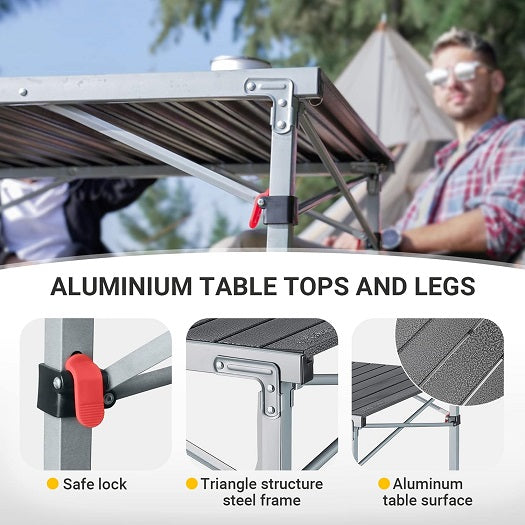 KingCamp KC3866 4 6 Person Aluminum Alloy Table Silver Black