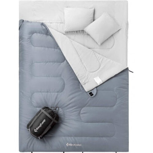 KingCamp KS3143 2 Person 87x59 Square Double Waterproof Lightweight Backpacking Sleeping Bag with Pillows