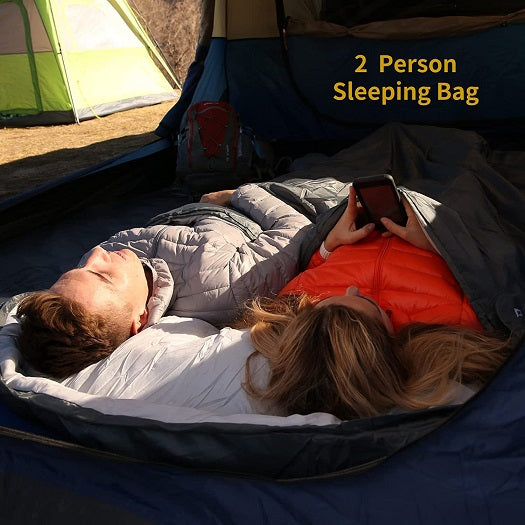 KingCamp KS3143 2 Person 87x59 Square Double Waterproof Lightweight Backpacking Sleeping Bag with Pillows