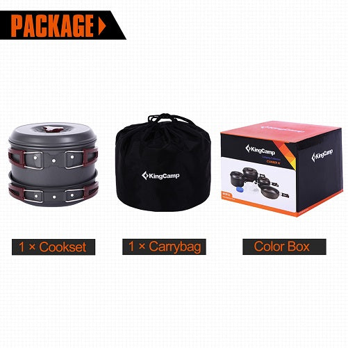 KingCamp KP3912 Hard-Anodized Aluminum Foldable Camping Cookware Set 17PCS