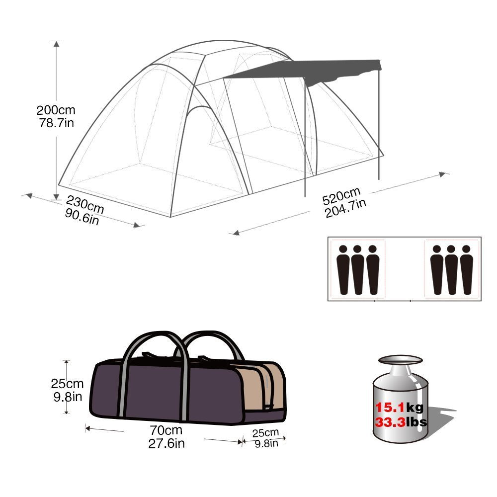 KingCamp Bari 6-person two-bedroom tent KT3031 BT03