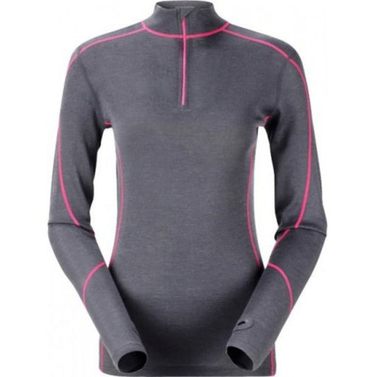 Merino Wool Contrast Stitch Zip Top Ladies