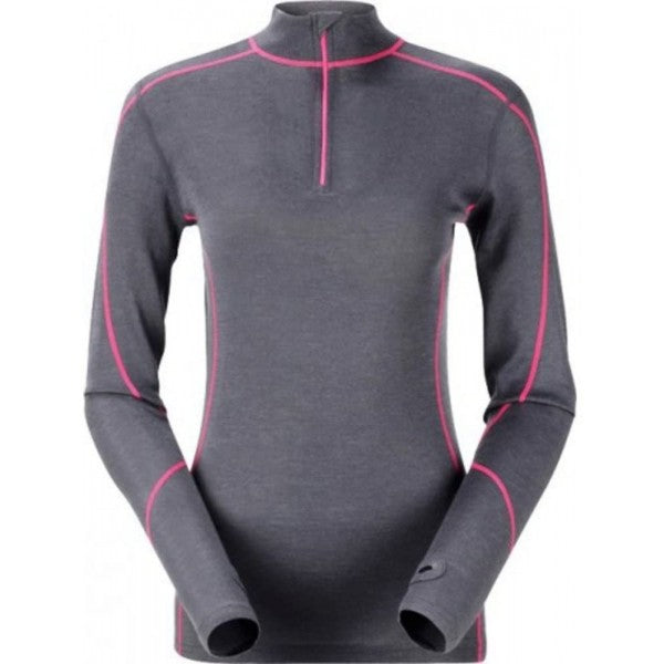 Merino Wool Contrast Stitch Zip Top Ladies