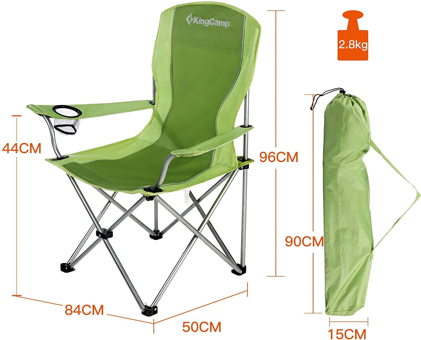 Kingcamp KC3818 Arm Quad Chair Green