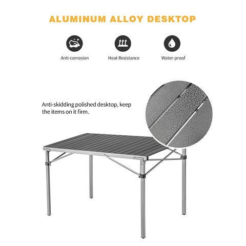 KingCamp KC3866 4 6 Person Aluminum Alloy Table Silver Black